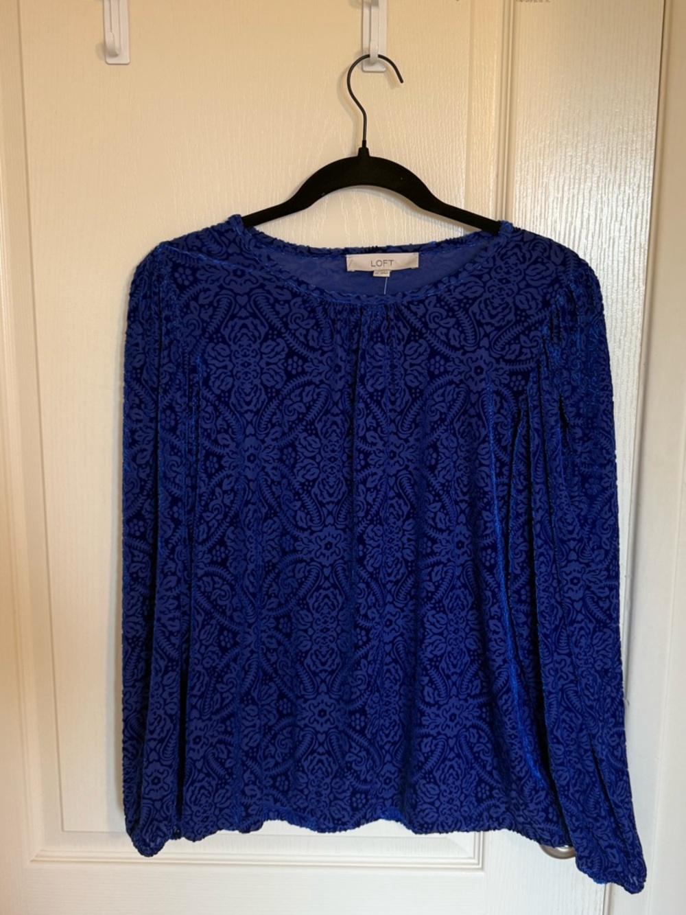 LOFT Deep Blue Paisley Jacquard Blouse